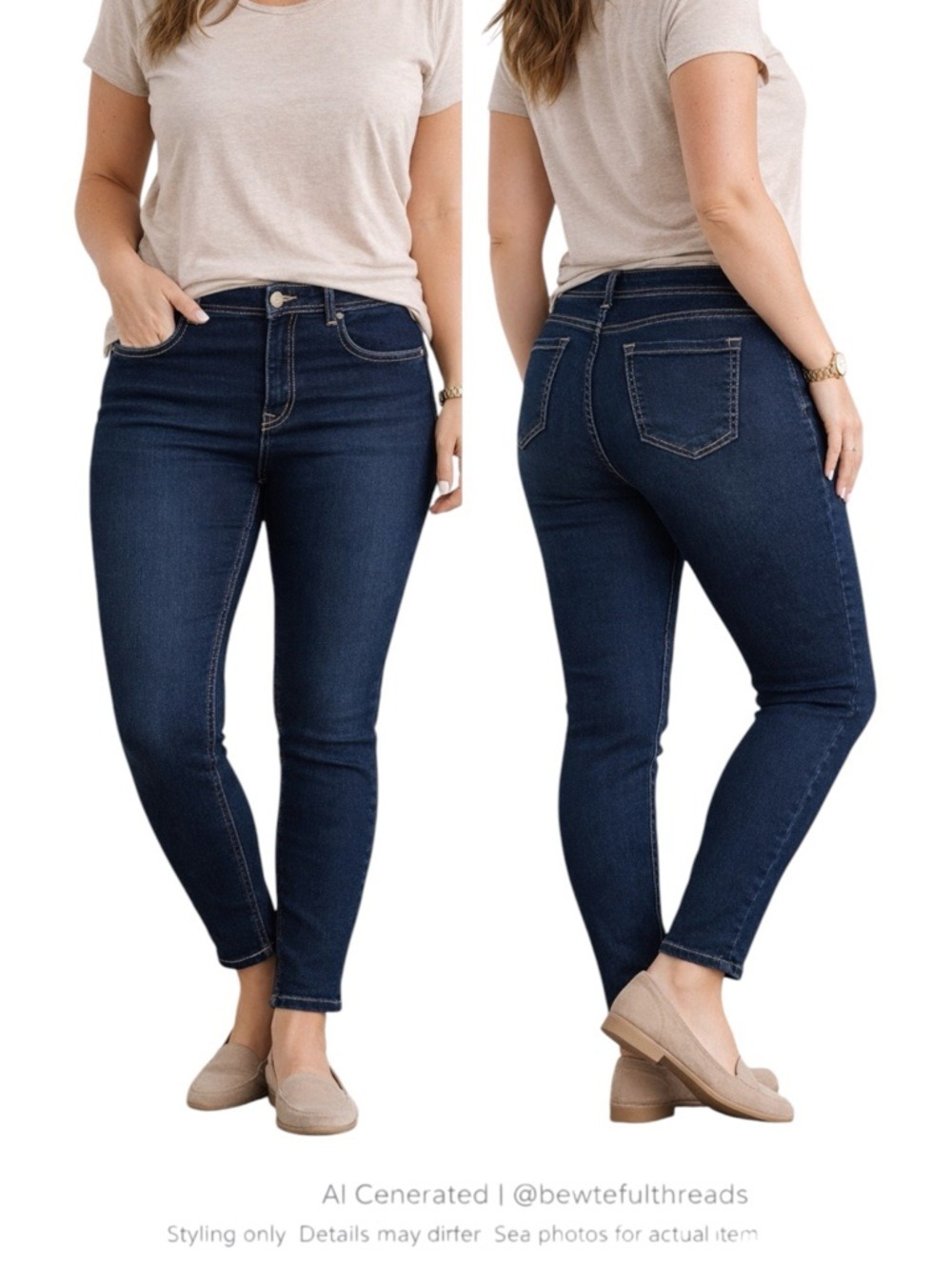 Dark Wash Skinny Ankle Jeans 16 Minimalist Stretch Denim